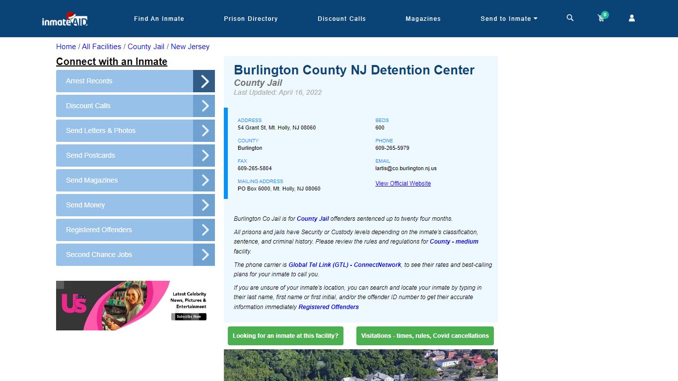 Burlington County NJ Detention Center - Inmate Locator - Mt. Holly, NJ